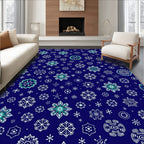 Deep Blue Snowflake Scatter Rug