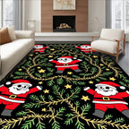 Festive Santa Claus Evergreen Star Meadow Rug