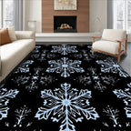 Pale Blue Snowflake Winter Pattern Rug