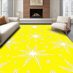 Bright Yellow White Snowflake Cascade Rug