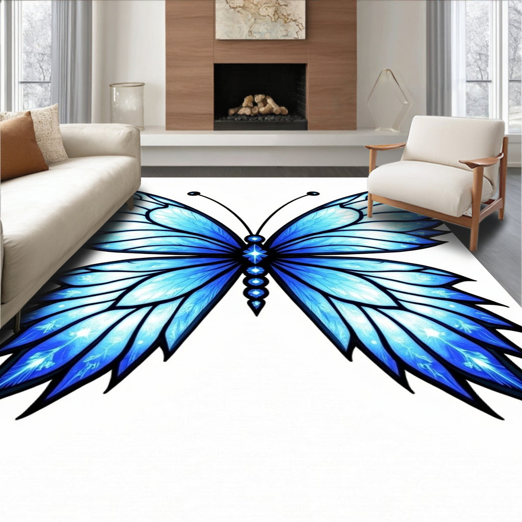 Icy Blue Crystal Butterfly Wingrug Rug