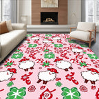 Pink White Sheep Clover Red Accents Rug