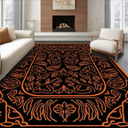Bold Orange Organic Scrollwork Medallion Rug