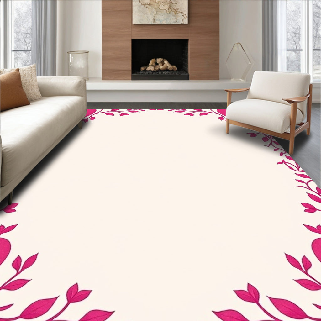 Vibrant Pink Heart Vine Border Rug