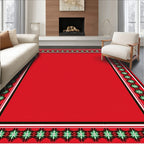Red Floral Bordered Rug