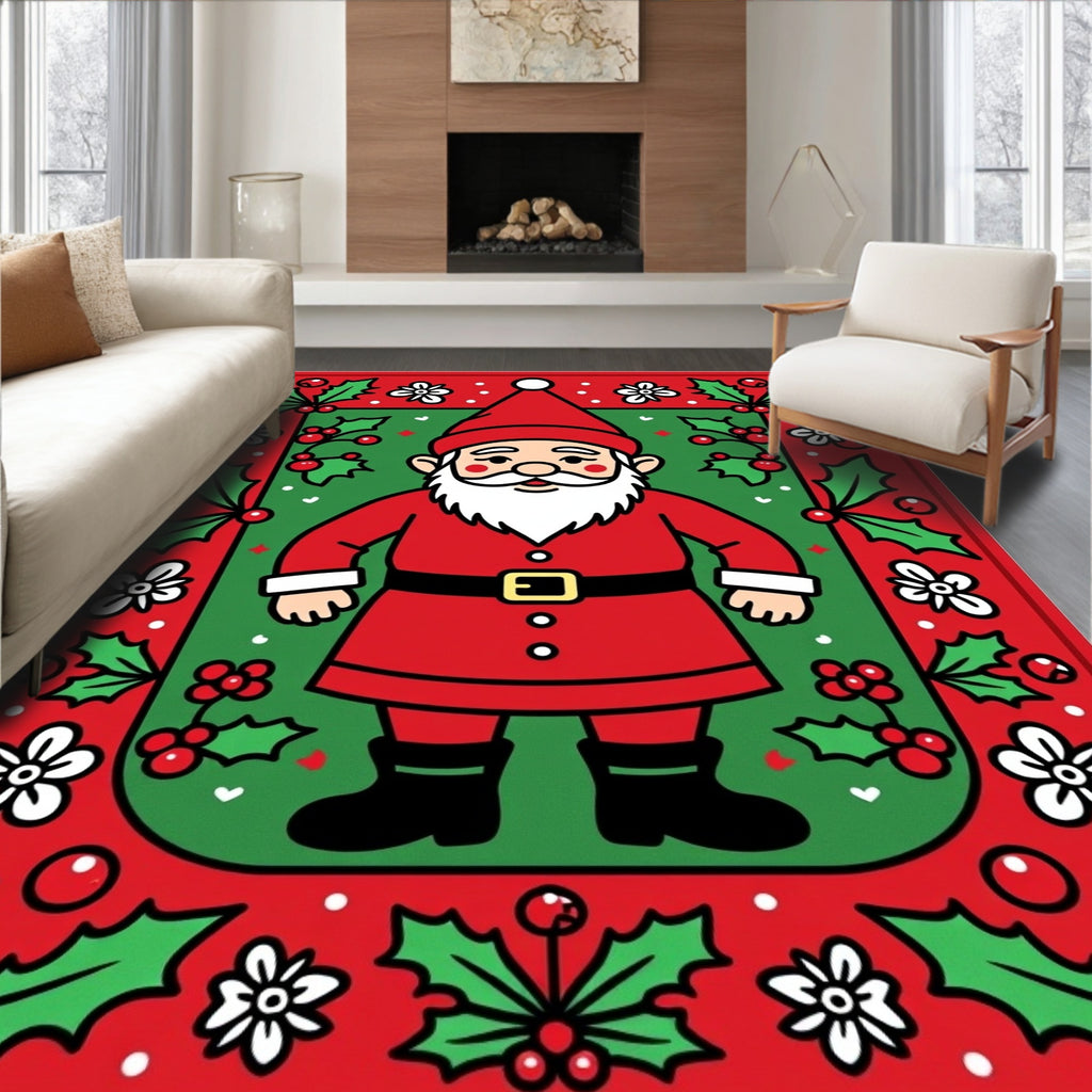 Classic Santa Holly Burst Rug