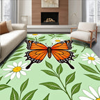 Orange Monarch Butterfly Daisy Meadow Rug