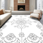 Ornate Floral Medallion Vine Arrangement Rug