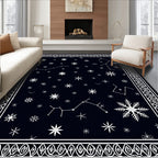 Midnight Celestial Snowflake Constellations Rug