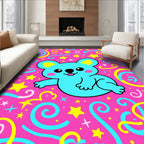 Cute Blue Koala Star Confetti Swirls Rug