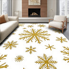 Golden Snowflakes Scattered Across White Rug