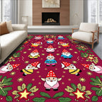 Whimsical Gnome Friends Crimson Swirls Rug