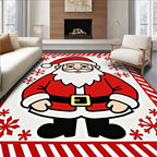 Festive Red Santa Claus Snowflake Border Rug