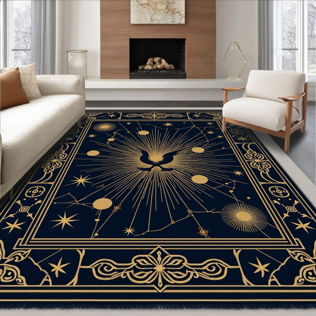 Cosmic Celestial Sunburst Constellation Rug