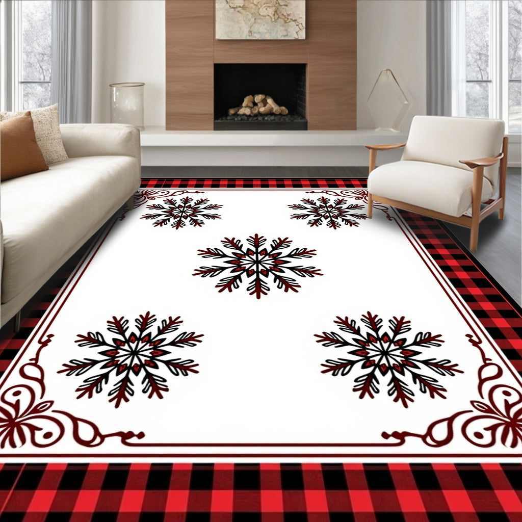 Buffalo Check Snowflake Accent Rug