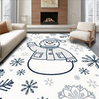 Winter Snowman Surrounded by Snowflakes Rug