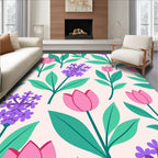 Pink Tulip Purple Hyacinth Garden Rug