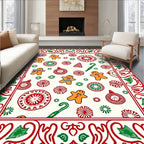 Happy Gingerbread Christmas Candy Forest Rug