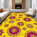 Sunshine Yellow Burgundy Starburst Radiance Rug
