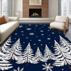 White Snowy Forest Snowflake Collection Rug