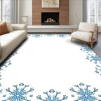 Winter Blue Snowflake Border Rug