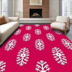 Crimson White Snowflake Repeat Rug