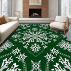 Forest Green Snowflake Mandala Rug