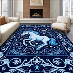 Midnight Blue Celestial Horse Scene Rug