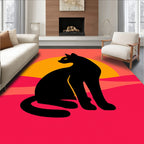 Black Cat Sunset Abstract Landscape Rug