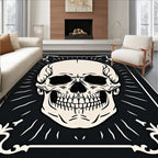 Dark Ivory Skull Ornate Frame Rug