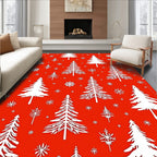 Crimson White Evergreen Snowscape Rug