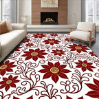 Burgundy Blossom Vine Swirl Rug