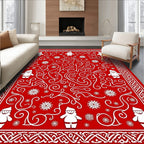 Happy red Santa with snowflake swirls Rug