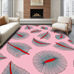Pink Red Abstract Leafy Shapes Rug