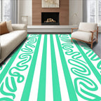 Jazzy Teal Swirl Stripes Rug
