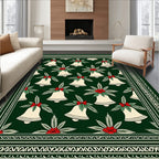 Holiday Bells Red Bow Garland Rug