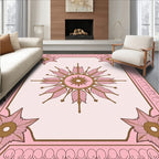 Pink and Gold Sunburst Medallion Rug
