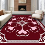 Maroon Heart Swirl Medallion Rug