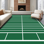 Deep Green White Lined Rectangular Rug