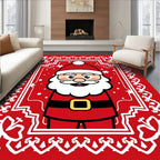 Festive Red Santa Claus Illustration Rug
