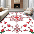 Classic Red Rose Floral Medallion Rug