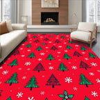 Crimson Pine Snowflakes Holiday Scatter Rug