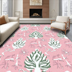 Pink Leafy Floral Grove Rug