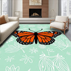 Bright Orange Butterfly Whimsical Garden Rug