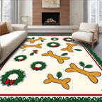 Whimsical Bone Wreath Holiday Scene Rug