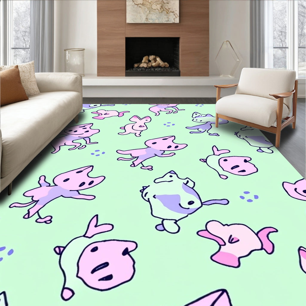 Pastel Whimsical Creature Playful Animals Rug