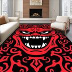 Fiery Red Demon Face Horror Rug