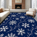Deep Blue Snowflake Branch Collage Rug