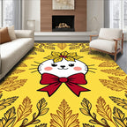 Cute Cat Festive Autumn Foliage Rug
