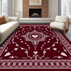 Crimson Heart Mandala Floral Border Rug